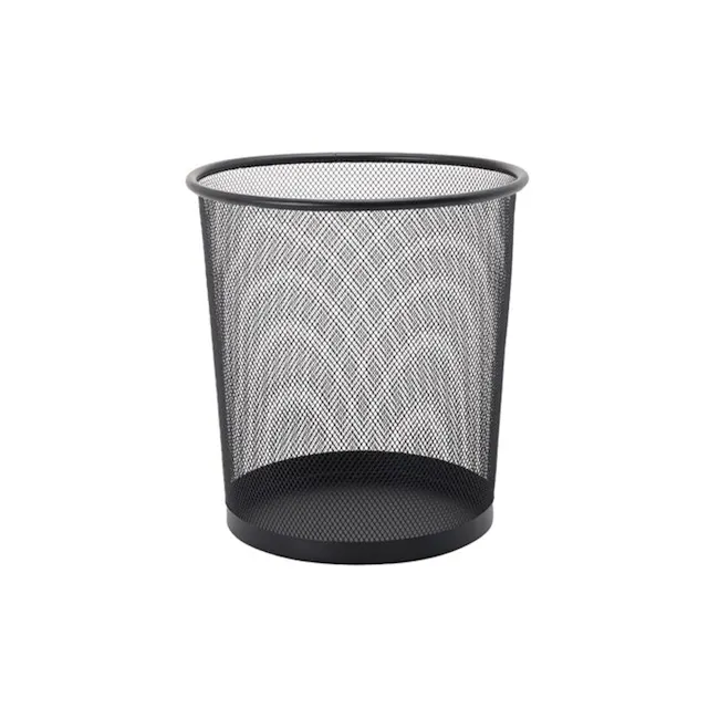 Martin Mesh Trash Can - Black - 1 - Black mesh trash can, sleek design, durable construction, ergonomic handle, spacious
