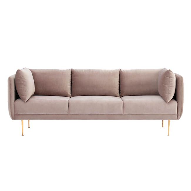 (As-is) Esme 3 Seater Sofa - Blush (Velvet) - 0