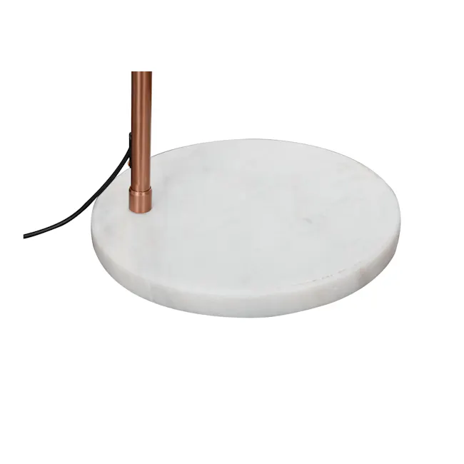 Olivia Arched Floor Lamp - Copper, White Marble - 8 - Copper metal table leg, white marble tabletop, modern minimalist