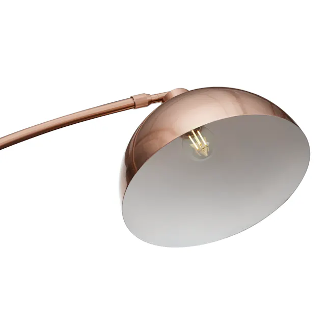 Olivia Arched Floor Lamp - Copper, White Marble - 5 - Copper pendant light fixture, modern design, elegant style, reflective