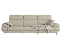 Montreal 4 Seater Sofa with Adjustable Headrest - Beige (Faux Leather)