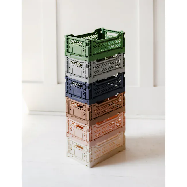 Aykasa Foldable Minibox - Peacock Green - 4 - Green, plastic, stacked, crates, colorful, transparent, perforated