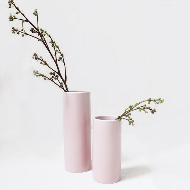 Nordic Matte Vase Medium Straight Cylinder - Dusty Pink - 3