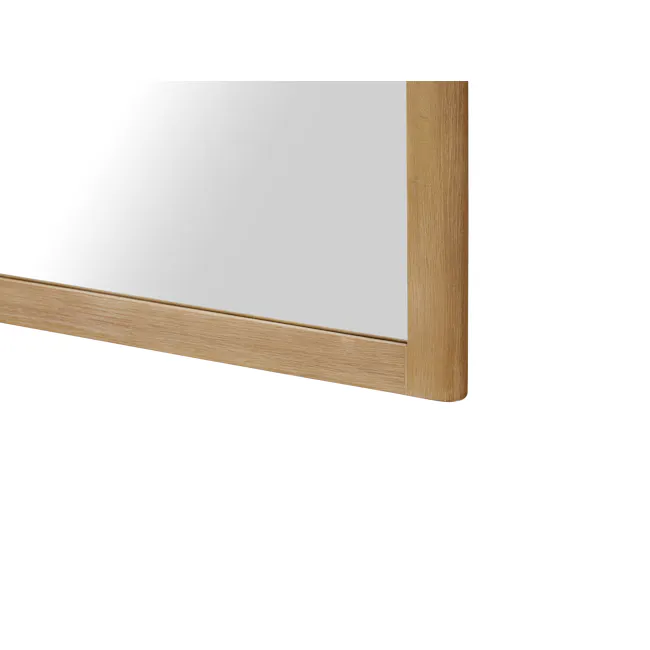 Catania Wall Mirror - 7 - Wooden frame, minimalist design, natural wood grain, light brown finish, vertical panel