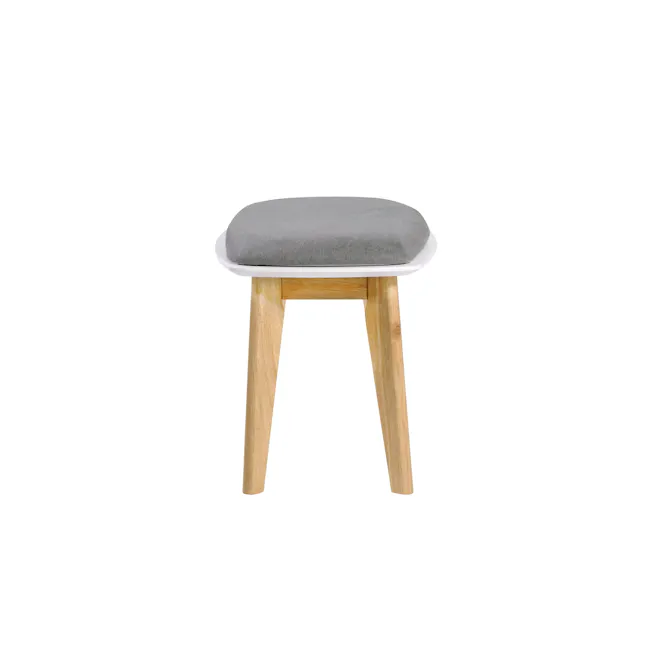 Harold Bench 1m - Natural, Light Grey - 10 - Stool with light wooden legs and gray cushion, minimalist design, modern