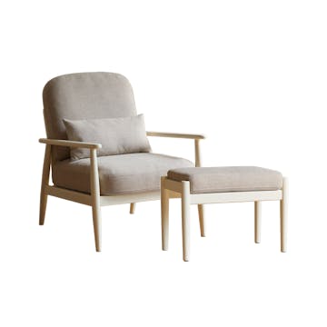 Wynn Lounge Chair with Ottoman - White Wash - Image 1