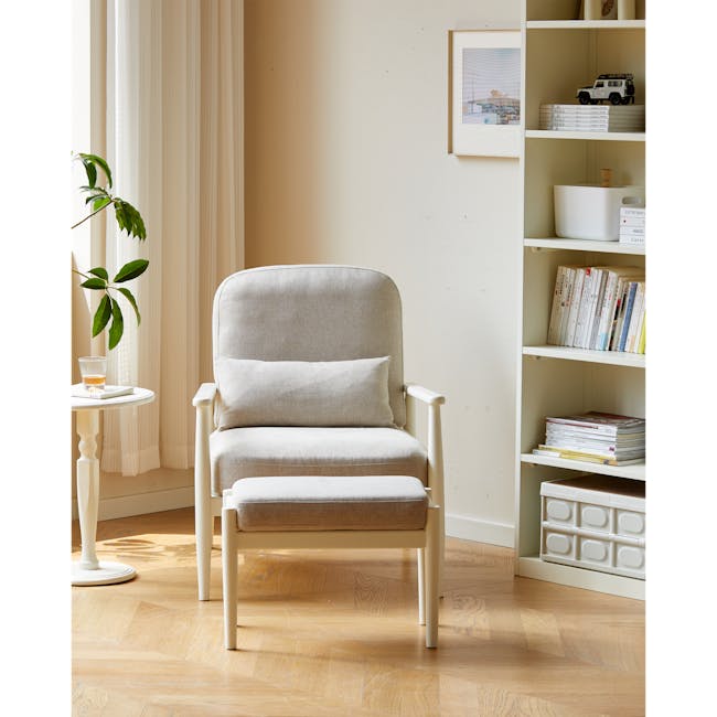 Wynn Lounge Chair with Ottoman - White Wash - 37