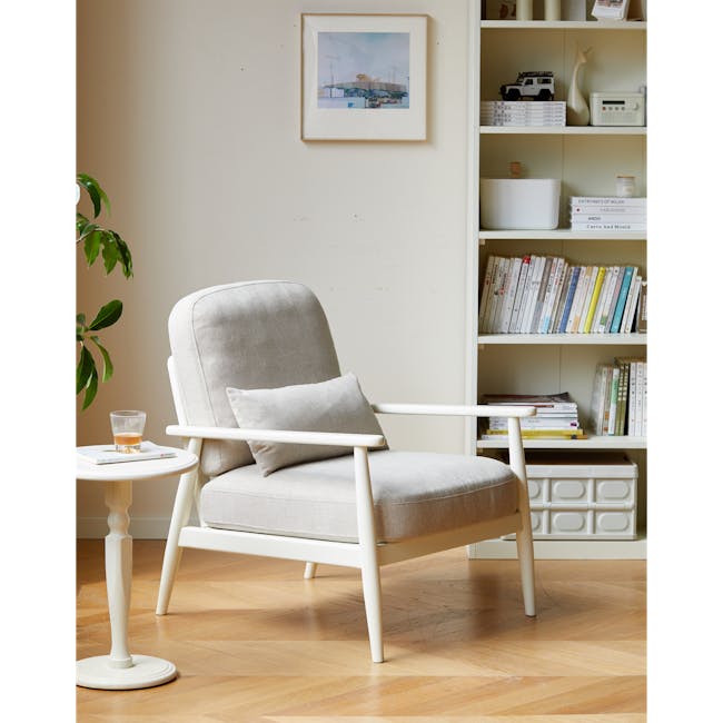Wynn Lounge Chair with Ottoman - White Wash - 49