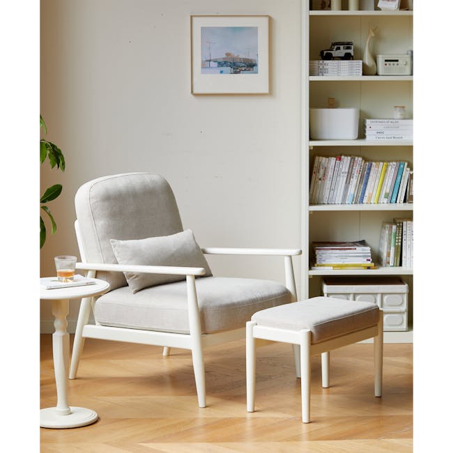 Wynn Lounge Chair with Ottoman - White Wash - 59