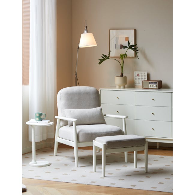 Wynn Lounge Chair with Ottoman - White Wash - 65