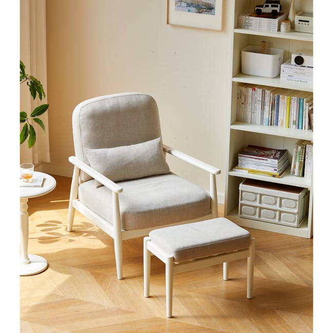 Wynn Lounge Chair with Ottoman - White Wash - 80