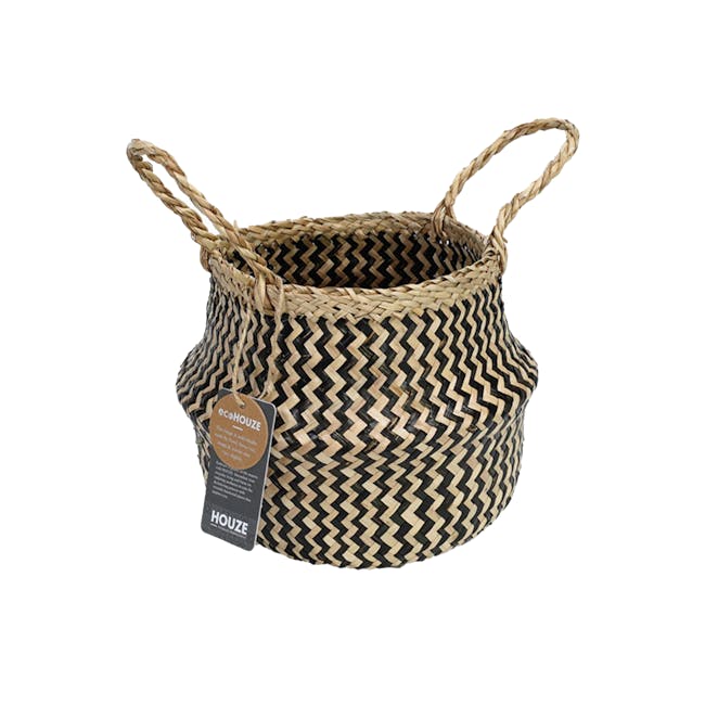 ecoHOUZE Seagrass Plant Basket With Handles - Zigzag (2 Sizes) - 0