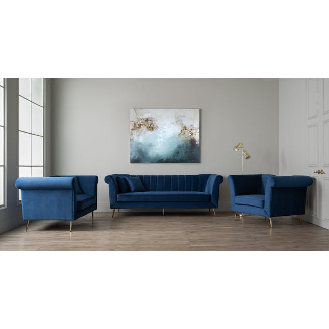 Tyna 3 Seater Sofa - Peacock Blue (Velvet) - 1