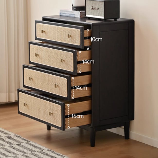 Taya Rattan 4 Drawer Chest - Black Ash - 9