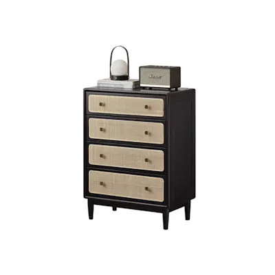 Taya Rattan 4 Drawer Chest - Black Ash