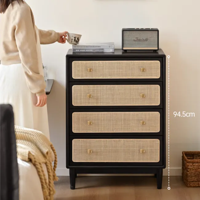 Taya Rattan 4 Drawer Chest - Black Ash - 4