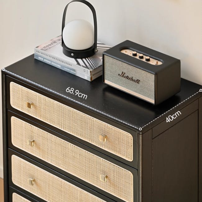 Taya Rattan 4 Drawer Chest - Black Ash - 7