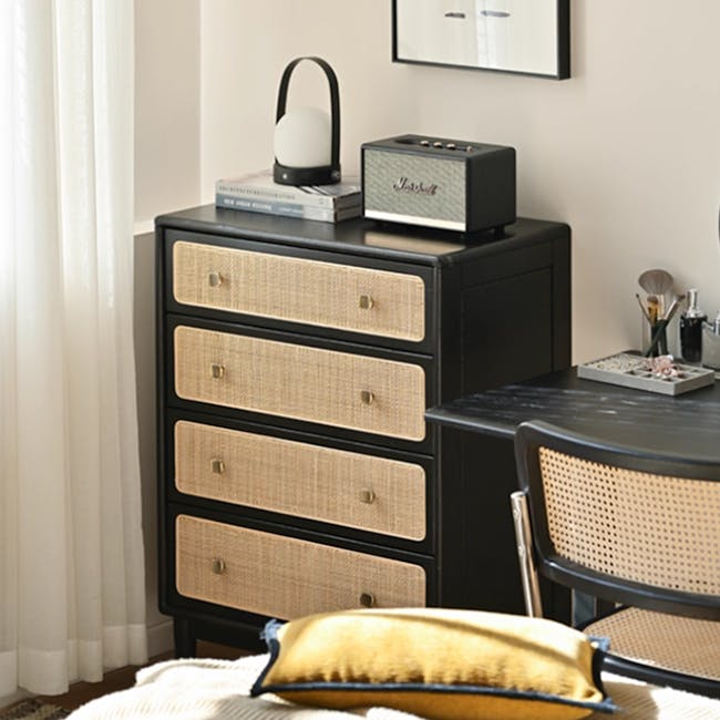 Taya Rattan 4 Drawer Chest - Black Ash - 2