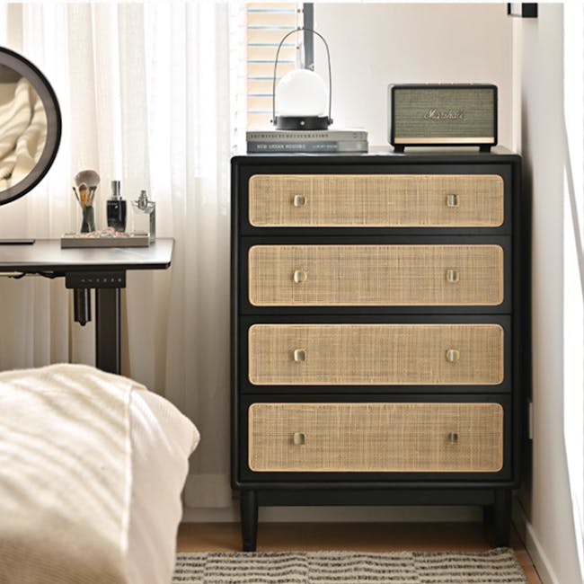 Taya Rattan 4 Drawer Chest - Black Ash - 3