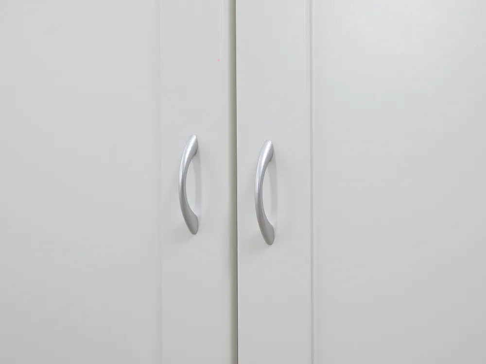 Tomos Shoe Cabinet 1.4m - White - 9 - Silver handle, white door, minimalist design, clean lines, modern aesthetic, simple