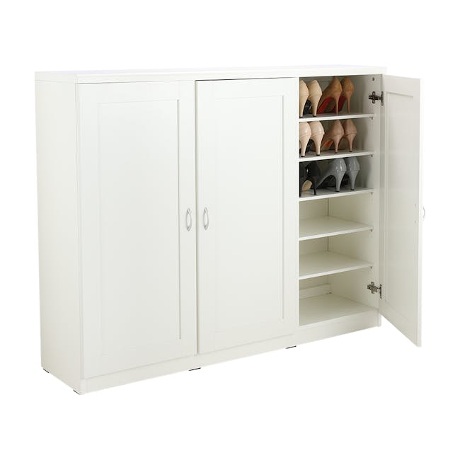 Tomos Shoe Cabinet 1.4m - White - 3