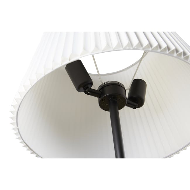 Charli Floor Lamp - White - 7 - White, modern, elegant, triangular, ribbed, circular, lampshade, black, cylindrical, stand