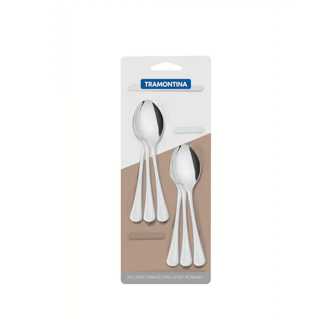 Havana 6-pc Tea Spoon Set - 5 - Silver stainless steel dinnerware set, Acro Inox, Stainless Steel, Acero Inoxidable