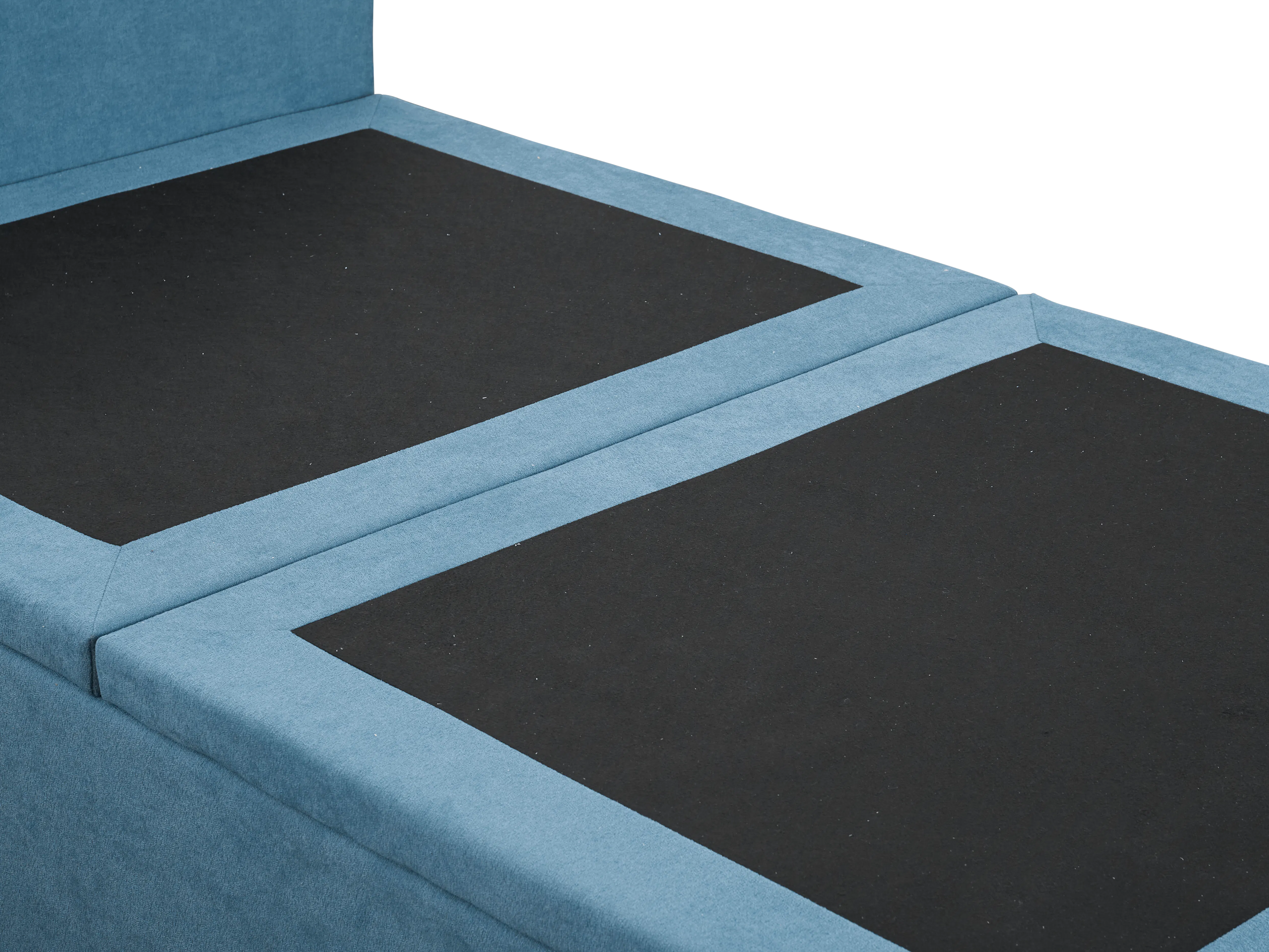 Aspen Super Single Storage Bed - Blue - 11 - blue upholstered sofa, black cushions, soft fabric, modern design, minimalist