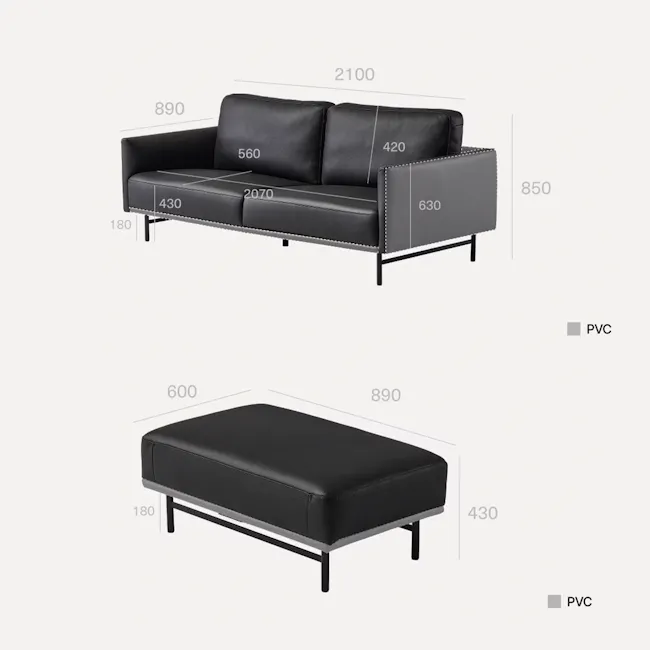 Pave 3 Seater Sofa - Brown (Top Grain Leather) - 11