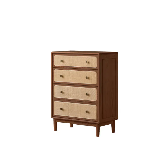 Taya Rattan 4 Drawer Chest - Walnut