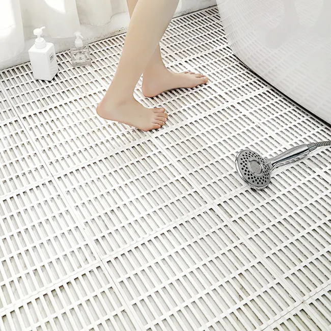 ESSENTIALS Bathroom Modular Non-Slip Mat - White - 2