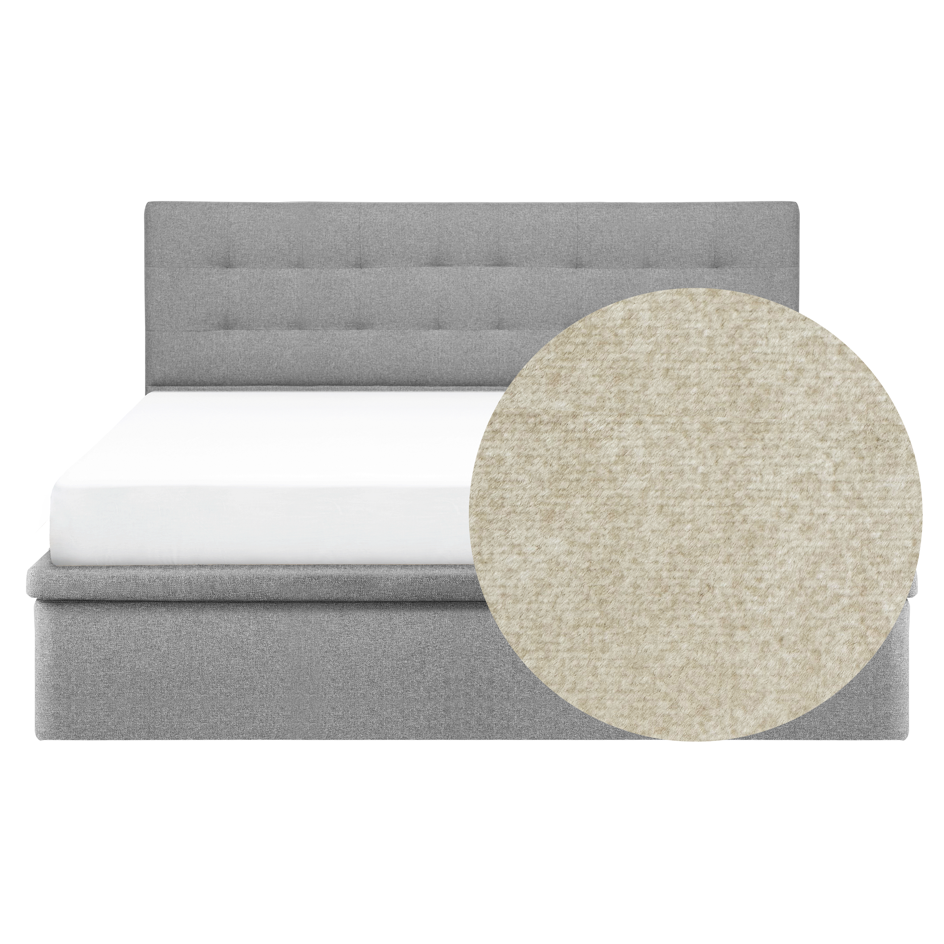 ESSENTIALS King Headboard Storage Bed - Latte (Pet Friendly)