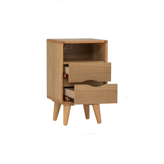 Yale Narrow Bedside Table - Oak - 4