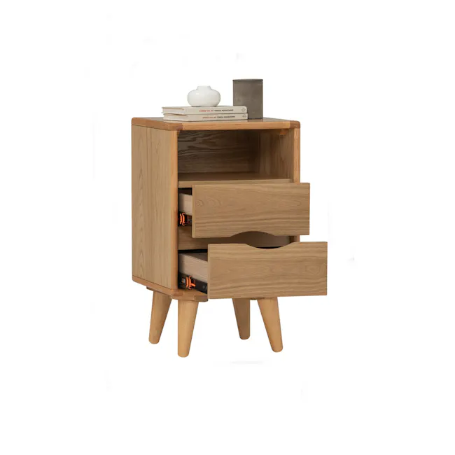 Yale Narrow Bedside Table - Oak - 2