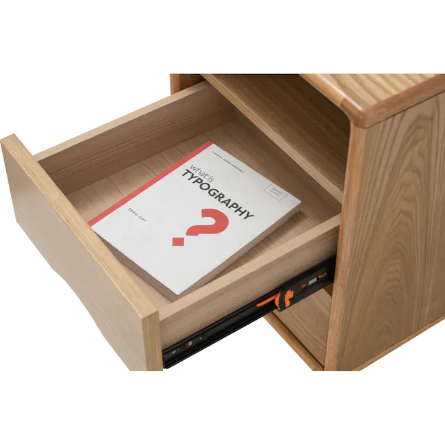 Yale Narrow Bedside Table - Oak - 9