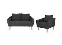 Hana 2 Seater Sofa with Hana Armchair - Charcoal