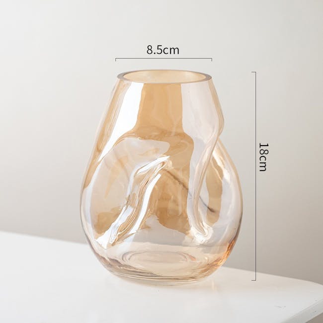 Irregular Glass Vase - Amber (2 Sizes) - 3