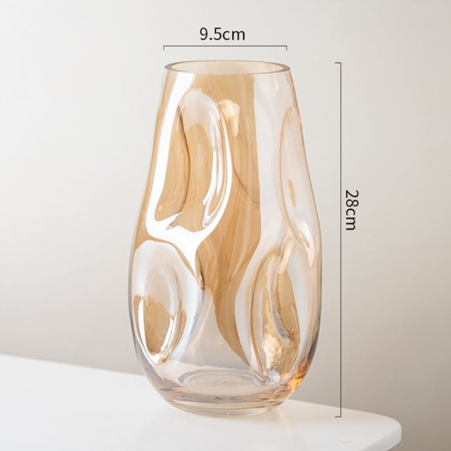 Irregular Glass Vase - Amber (2 Sizes) - 4