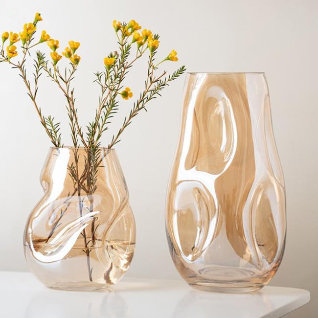 Irregular Glass Vase - Amber (2 Sizes) - 1