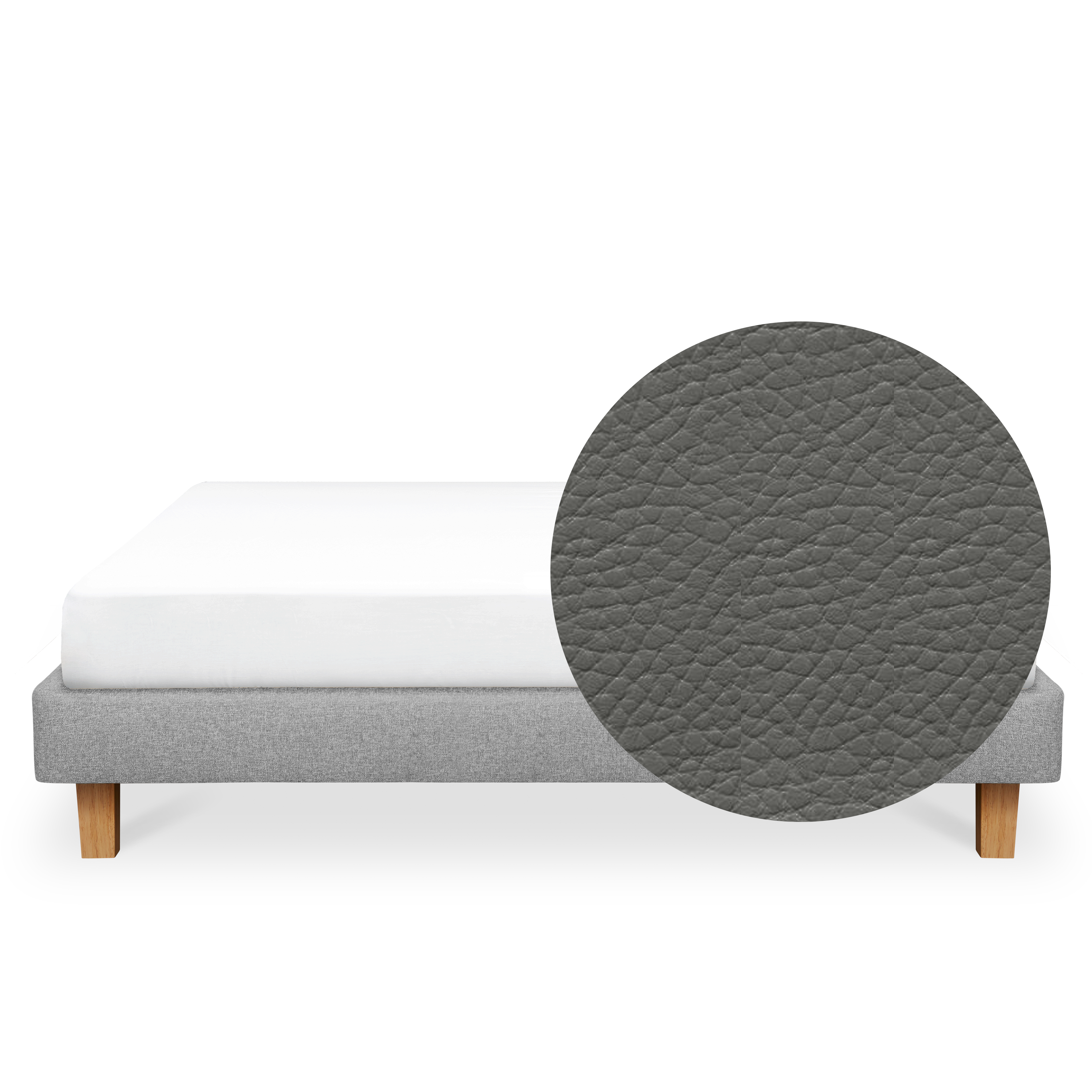 ESSENTIALS King Divan Bed - Stone (Faux leather)