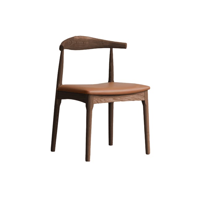 Wayn Chair - Walnut, Tan (Faux Leather) - 1