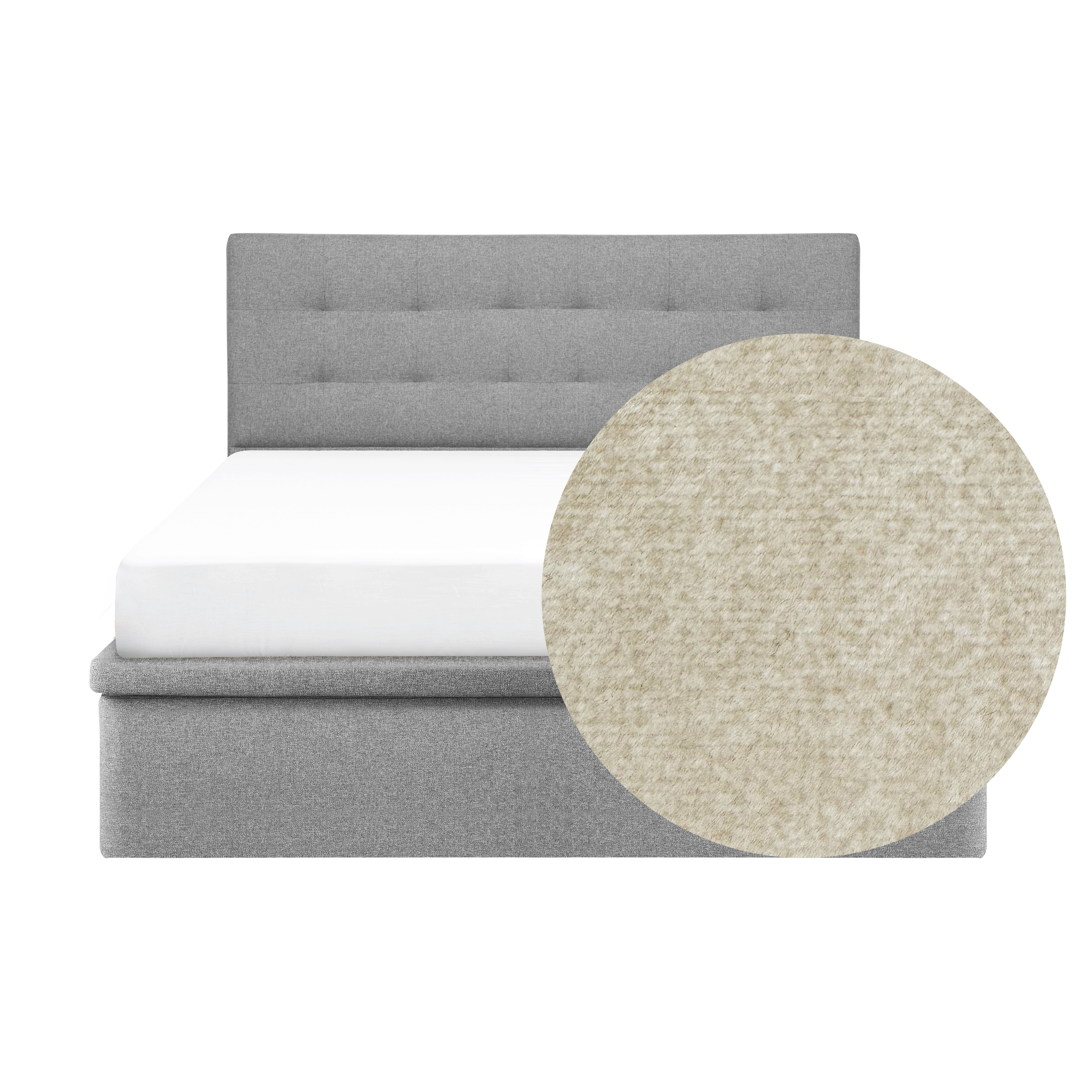 ESSENTIALS Queen Headboard Storage Bed - Latte (Pet Friendly)