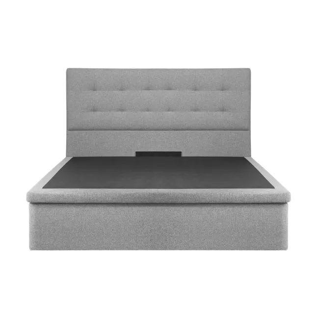 ESSENTIALS Queen Headboard Storage Bed - Latte (Pet Friendly) - 2 - Modern upholstered sofa, minimalist design, gray fabric
