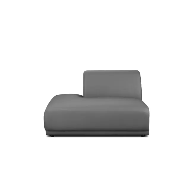 Milan 3 Seater Corner Extended Sofa - Smokey Grey (Faux Leather) - 24 - Grey upholstered sofa, modern design, minimalist