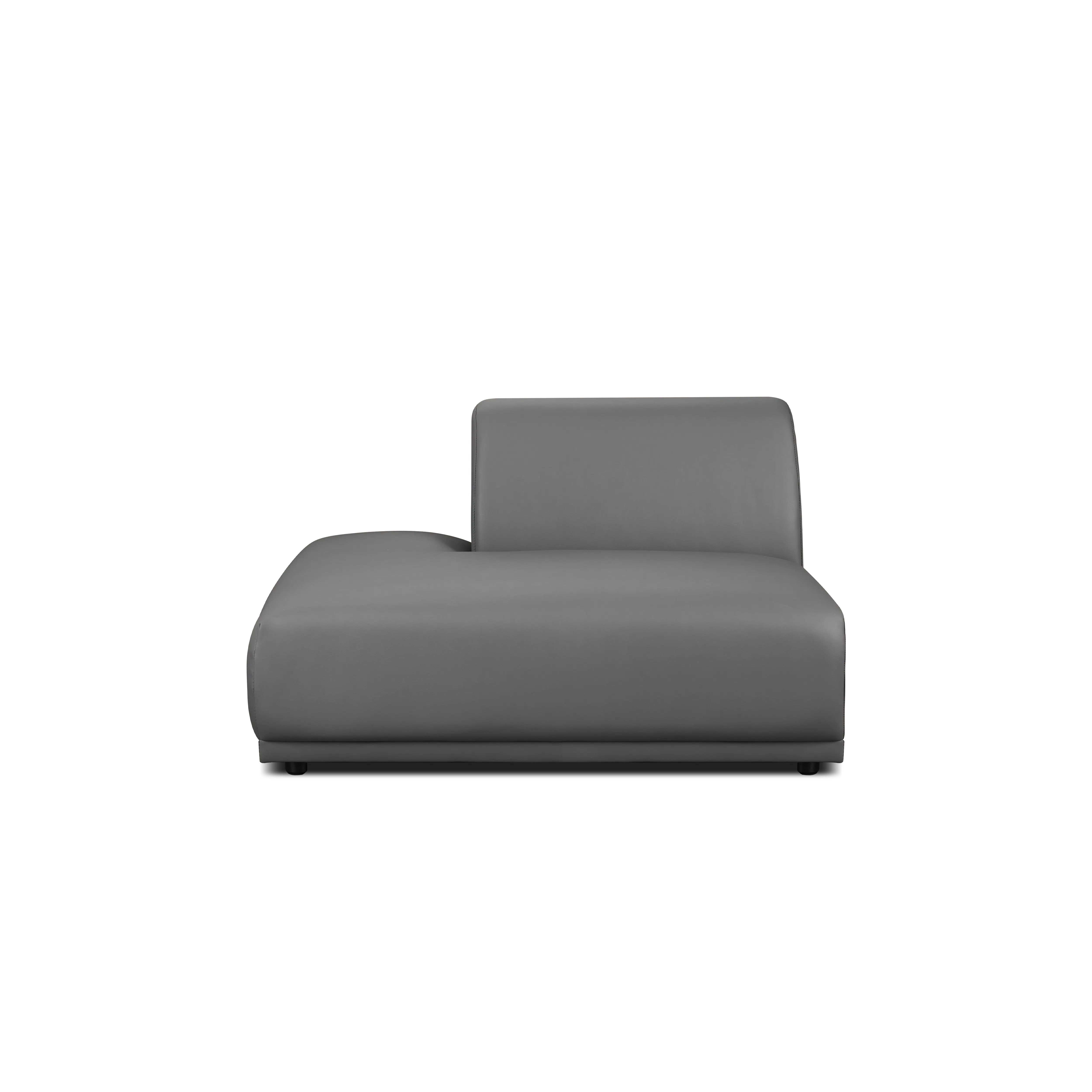 Milan Duo Extended Sofa - Smokey Grey (Faux Leather) - 14 - Grey upholstered sofa, modern design, minimalist style, sleek