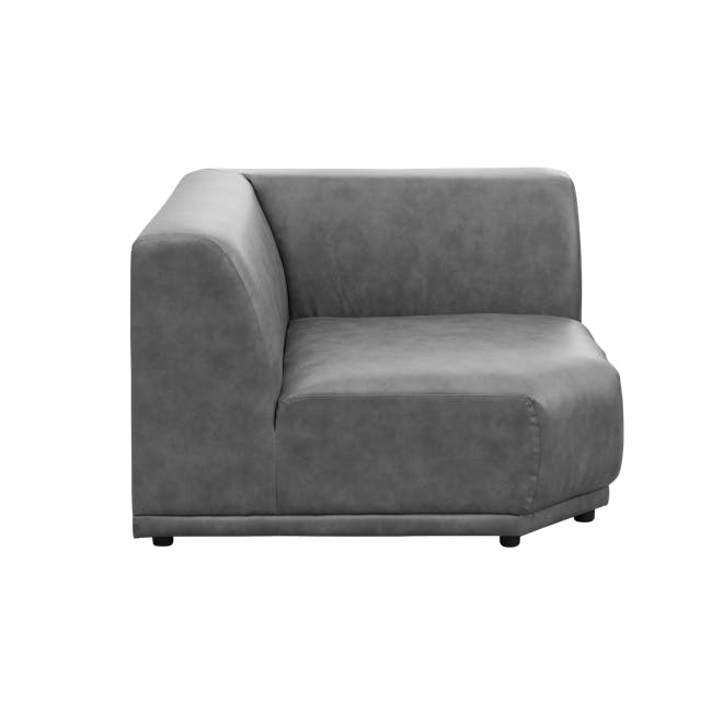 Milan 3 Seater Corner Extended Sofa - Lead Grey (Faux Leather) - 13