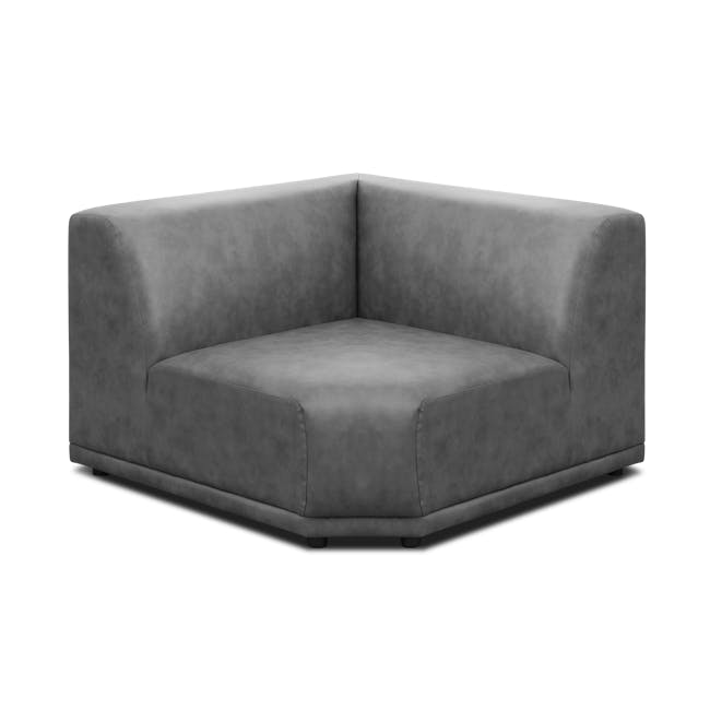 Milan 3 Seater Corner Sofa - Lead Grey (Faux Leather) - 6