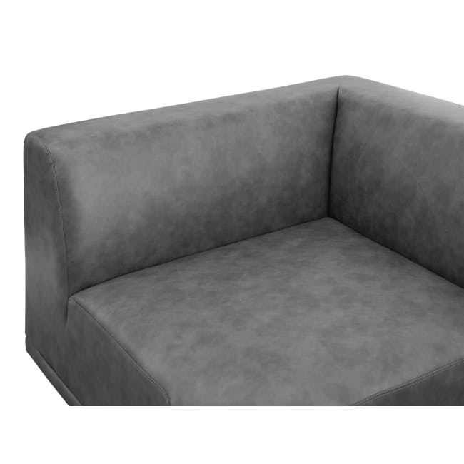 Milan 4 Seater Corner Sofa - Lead Grey (Faux Leather) - 13
