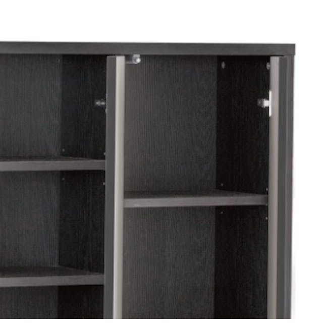 Harvey 3 Door Shoe Cabinet - Black, Grey - 5 - Empty, minimalist shelving unit, Black, modern wardrobe design, Open shelving