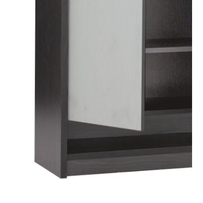 Harvey 3 Door Shoe Cabinet - Black, Grey - 7 - Modern minimalist shelving unit with sleek black and white finish, built-in